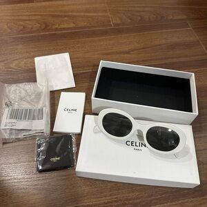 Celine White Oval Sunglasses